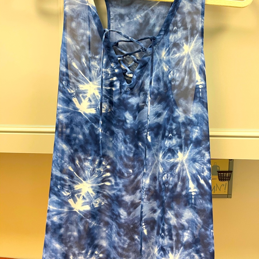 Three Eighty Two blue top/tunic, size Medium